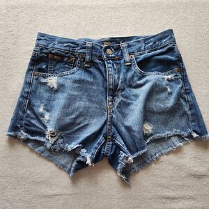 Polo Ralph Lauren Crosby Short Womens Size 25 Denim Blue Jeans Destroyed Shorts